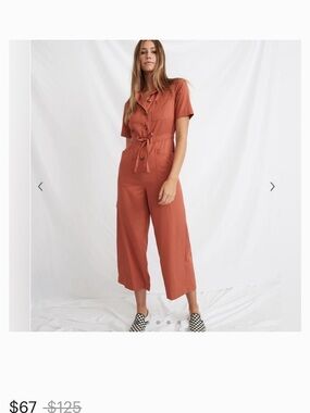 Marine Layer Rust Short-Sleeve Utility Jumpsuit